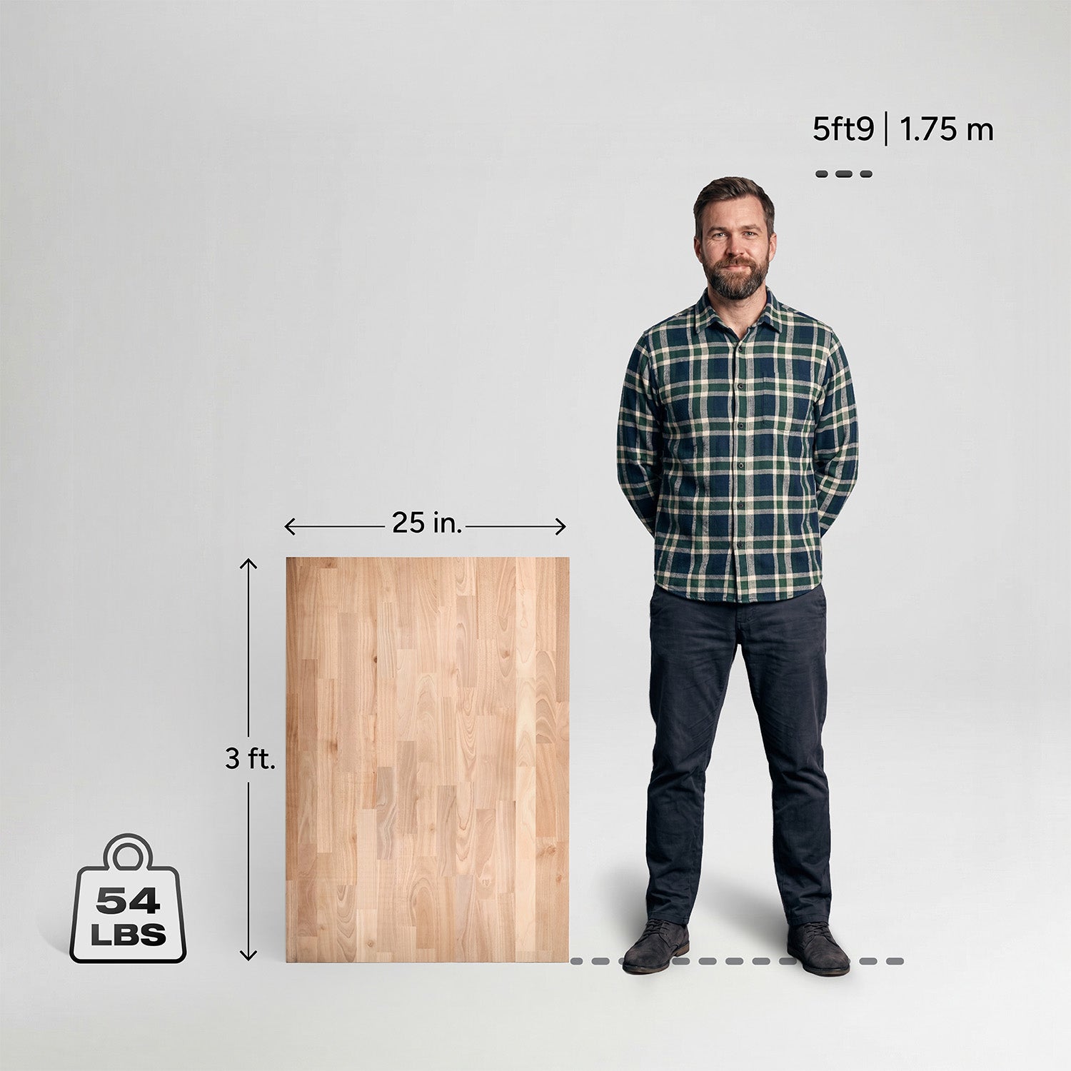 3 ft. L x 25 in. W Unfinished, Birch Solid Wood, Butcher Block Countertop