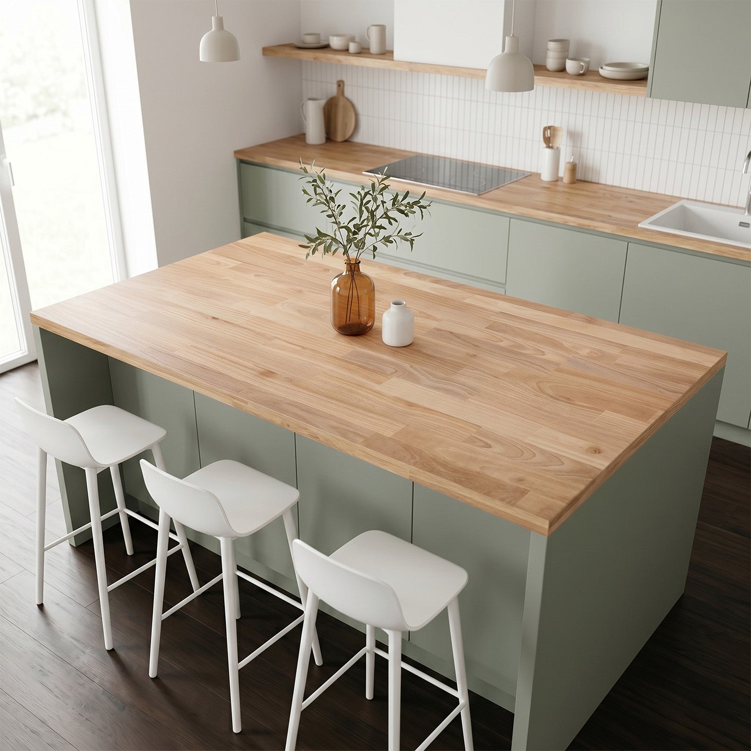 4 ft. L x 25 in. W Unfinished, Birch Solid Wood, Butcher Block Countertop