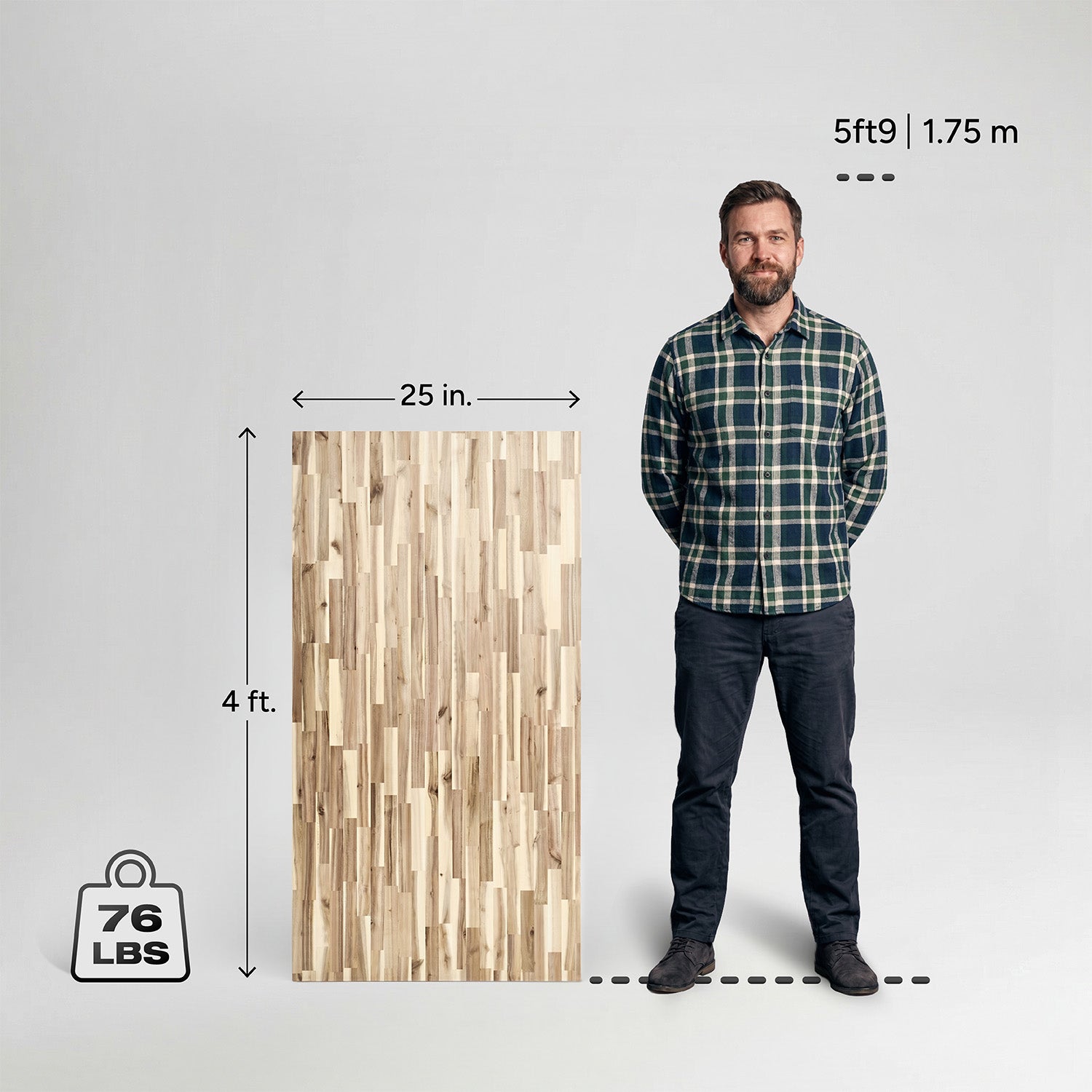 4 ft. L x 25 in. W Unfinished, Acacia Solid Wood, Butcher Block Countertop
