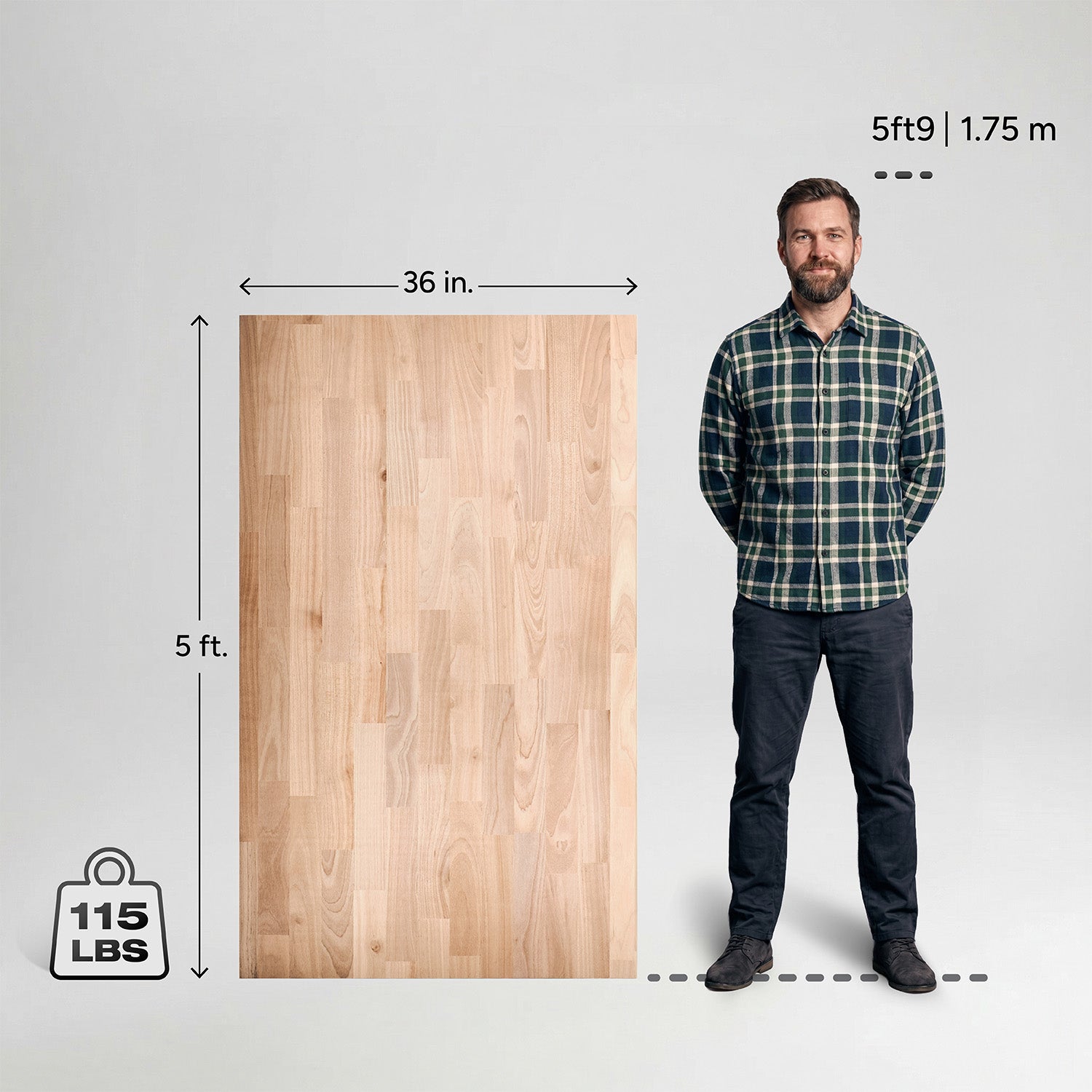 5 ft. L x 36 in. W Unfinished, Birch Solid Wood, Butcher Block Countertop