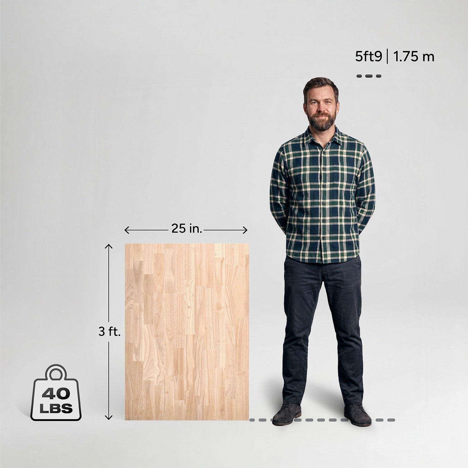3 ft. L x 25 in. W Unfinished, Hevea Solid Wood, Butcher Block Countertop